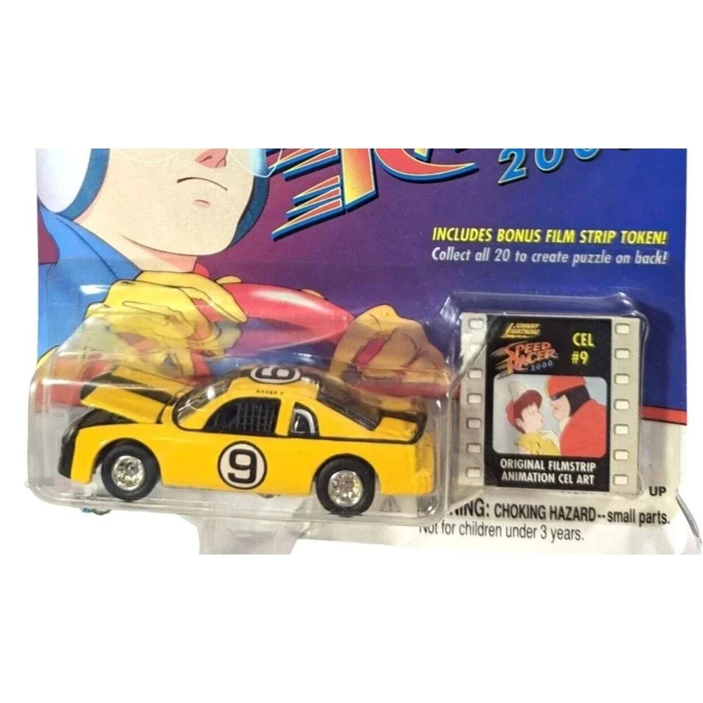 Johnny Lightning Speed Racer Diecast Car Yellow 2000 Film Cell No. 9 Toy Gift